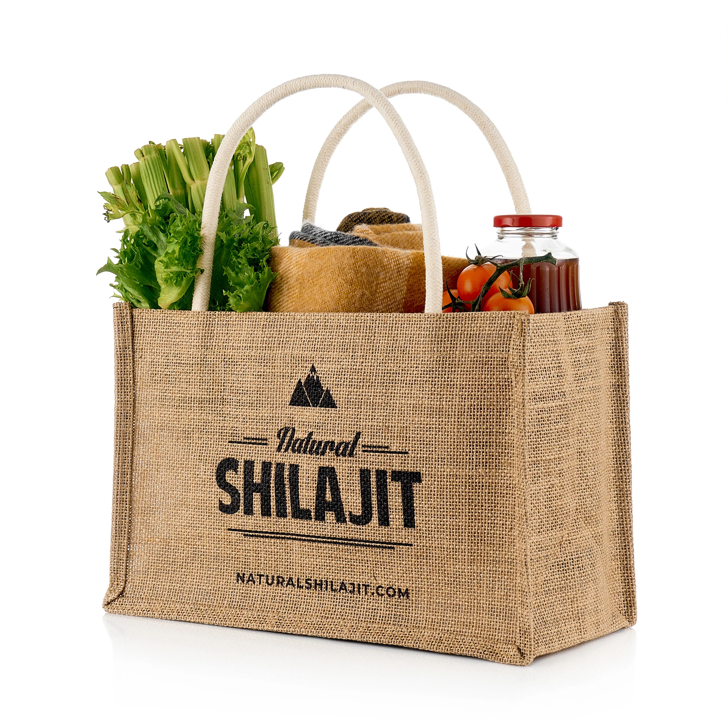 Eco-friendly Burlap Jute Tote Beach Shopping Bag - Image 3